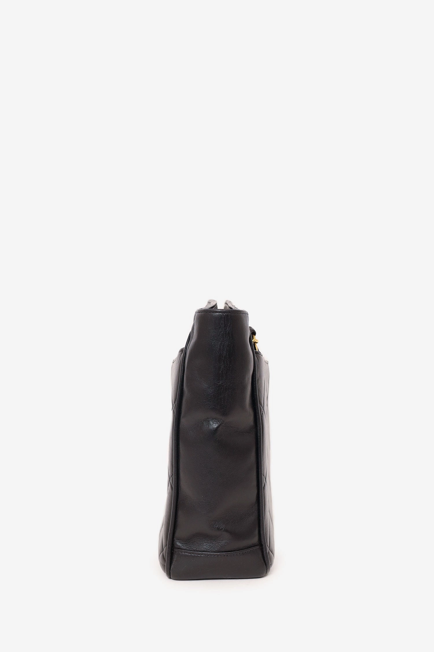 Pre-Loved Chanel? Vintage Black Quilted Lambskin CC Tote Bag