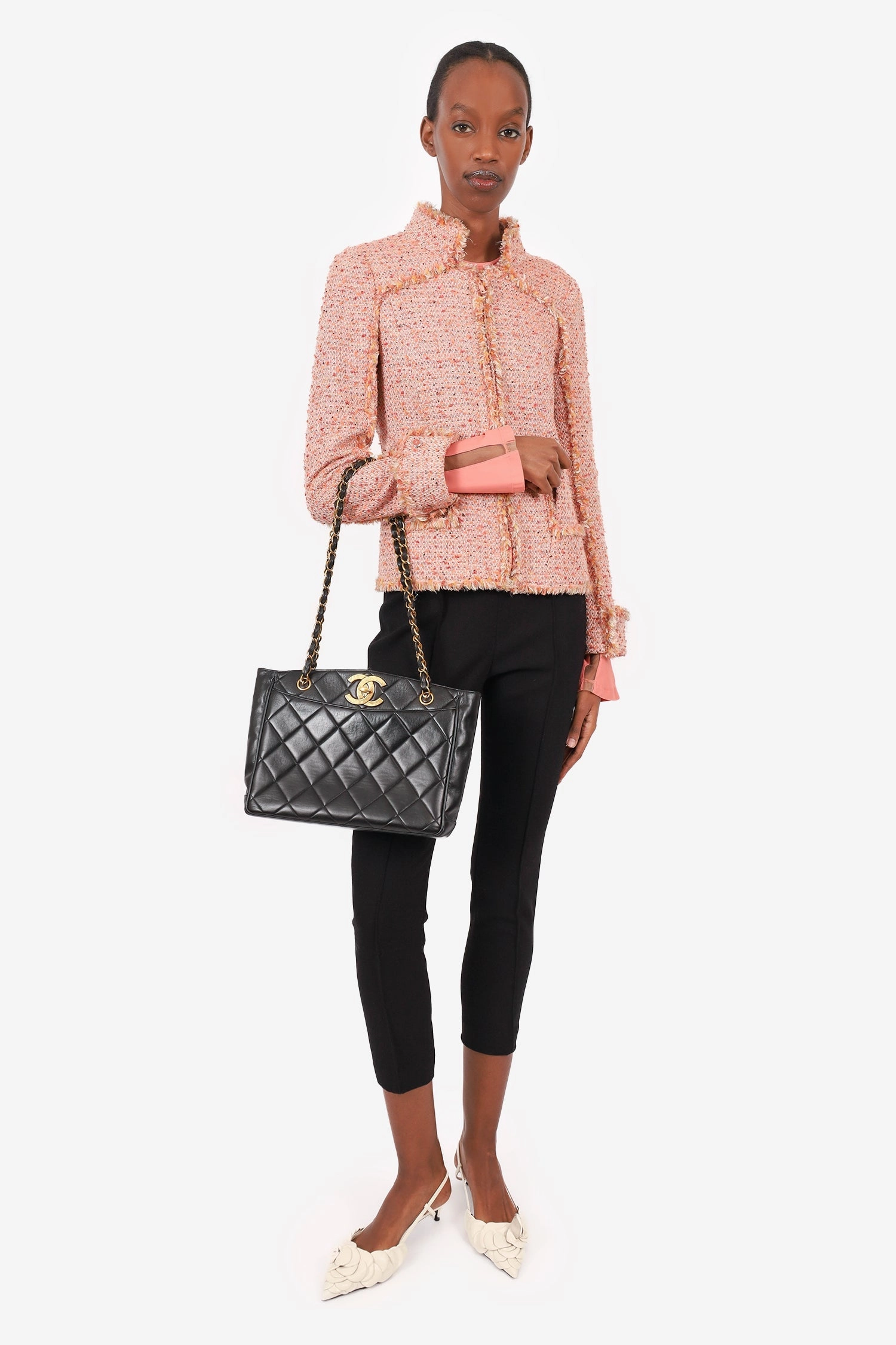 Pre-Loved Chanel? Vintage Black Quilted Lambskin CC Tote Bag