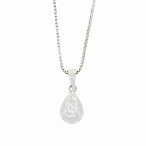 Pre Owned 9ct White Gold 0.13cts Diamond Pendant for Necklace