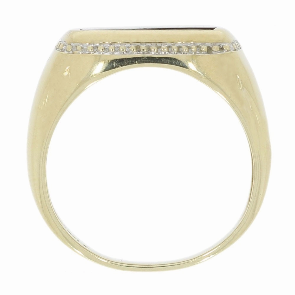 Pre Owned 9ct Yellow Gold Black Onyx Mens Signet Ring