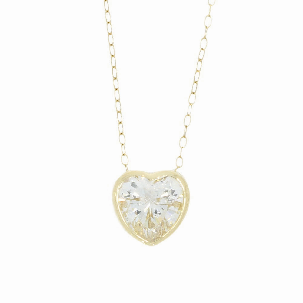 Pre Owned 9ct Yellow Gold Cubic Zirconia Heart Pendant