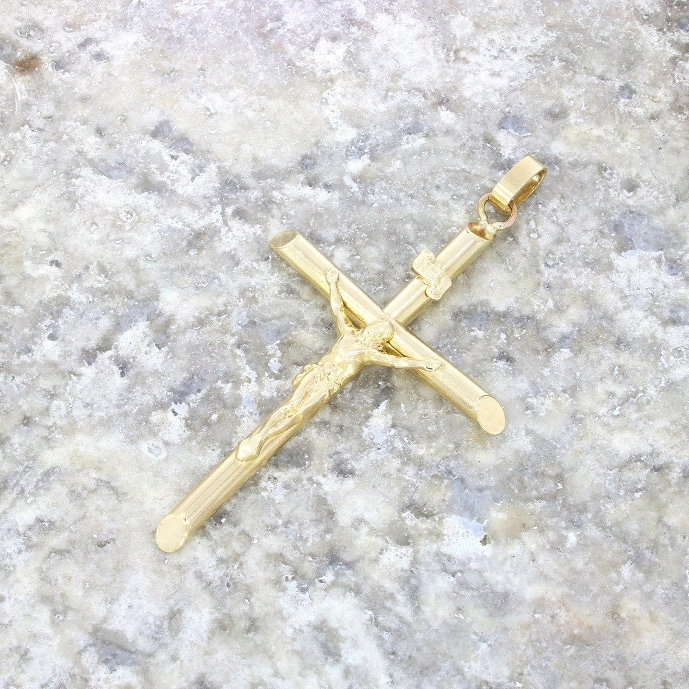 Pre Owned 9ct Yellow Gold Large Crucifix Cross Pendant