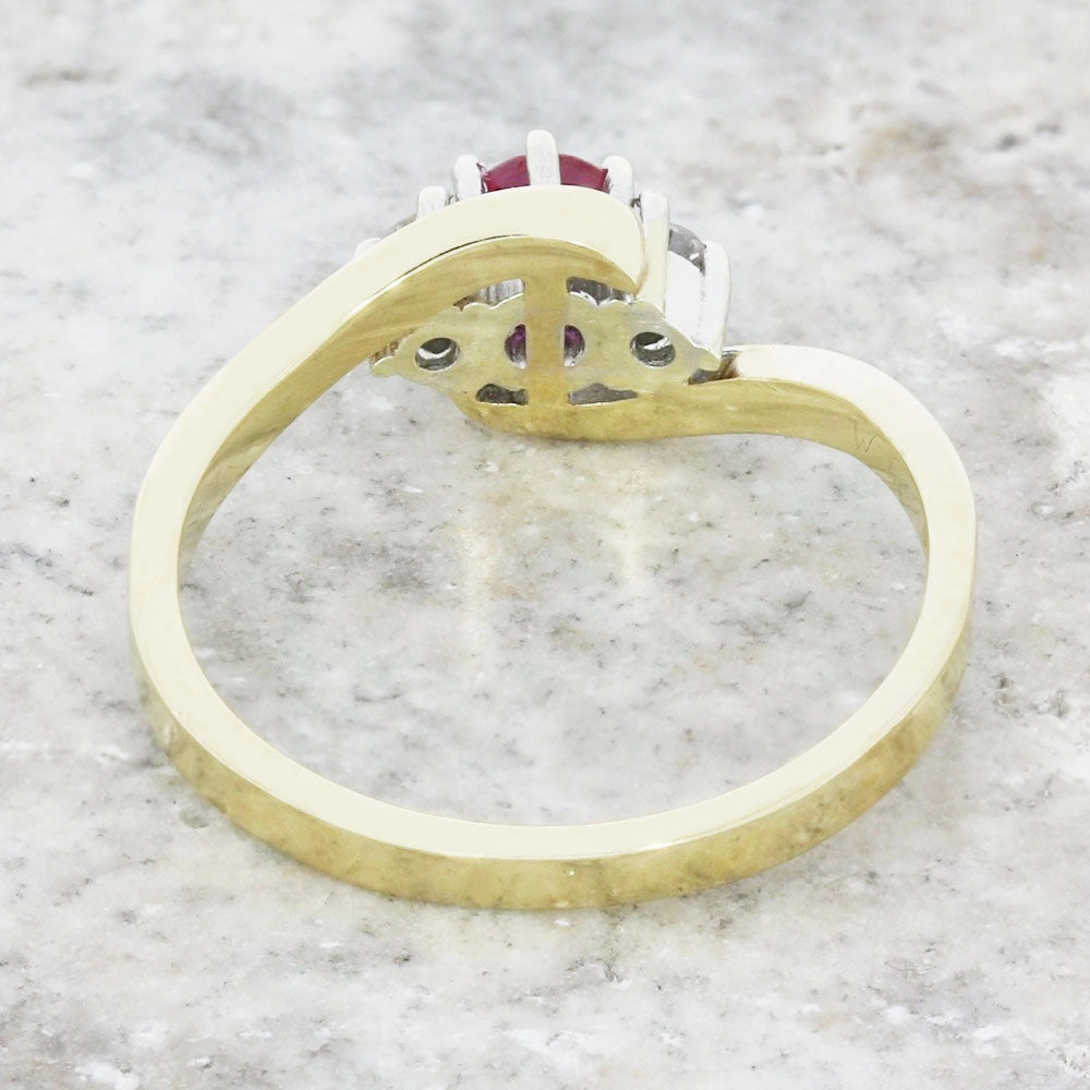 Pre Owned 9ct Yellow Gold Ruby and Diamond Dress Ring