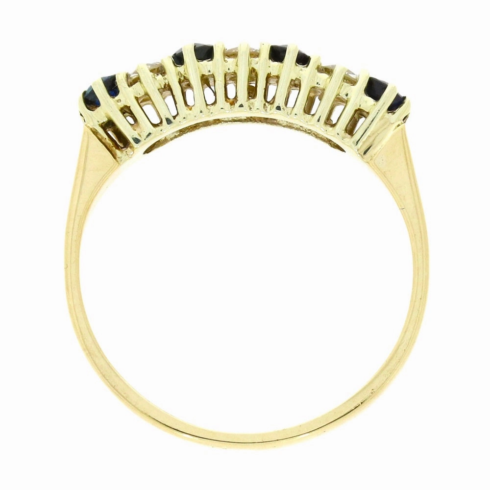Pre Owned 9ct Yellow Gold Sapphire and Diamond Half Eternity Ring