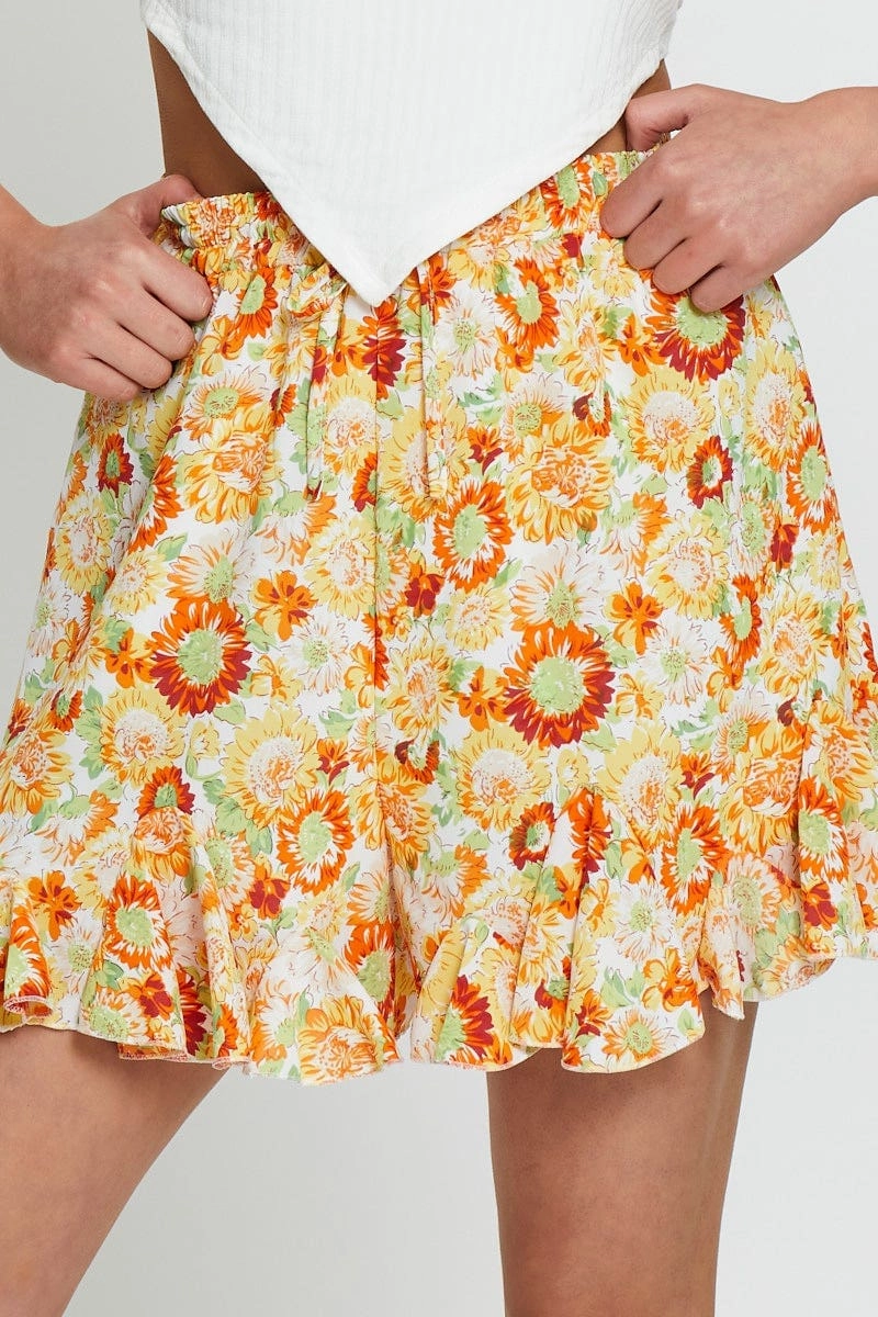 Print Elastic Waist Short