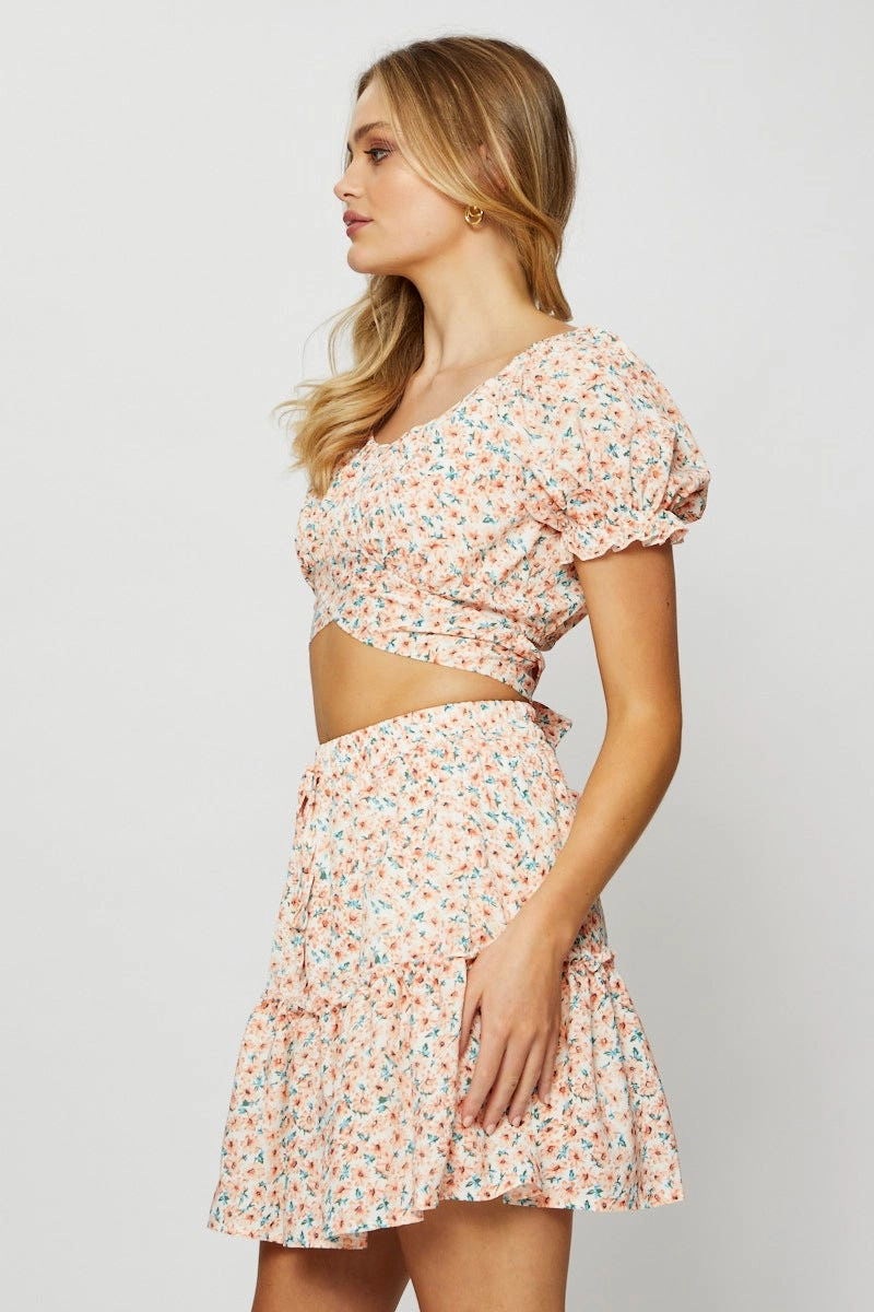 Print Mini Skater Skirt