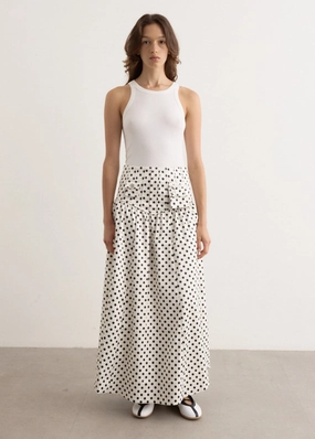 Printed Double Satin Long Pocket Skirt