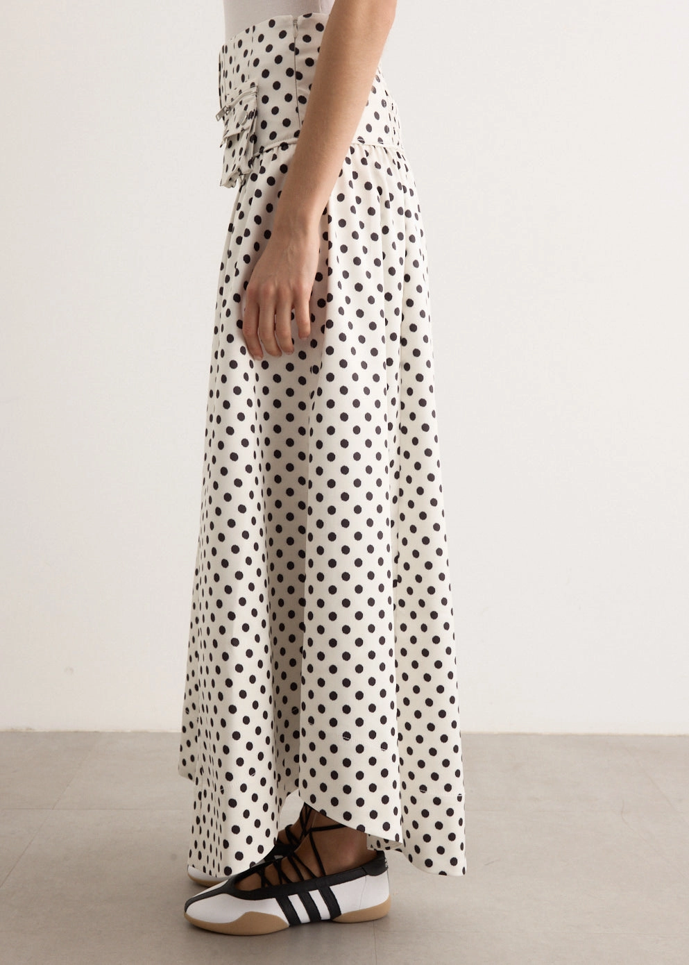 Printed Double Satin Long Pocket Skirt