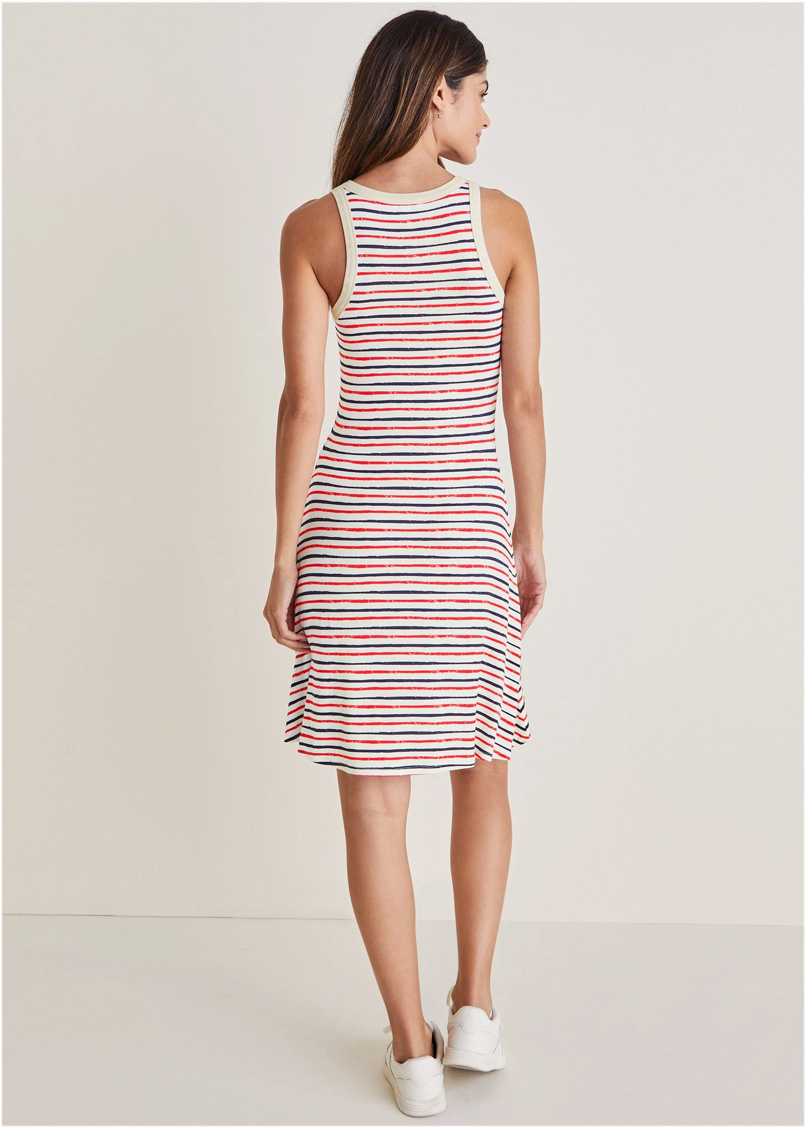 Printed Fit And Flare Dress - Tricolor Boardwalk Stripe