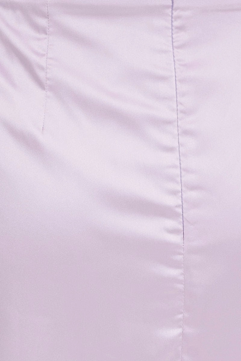 Purple Mini Skirt High Rise Satin