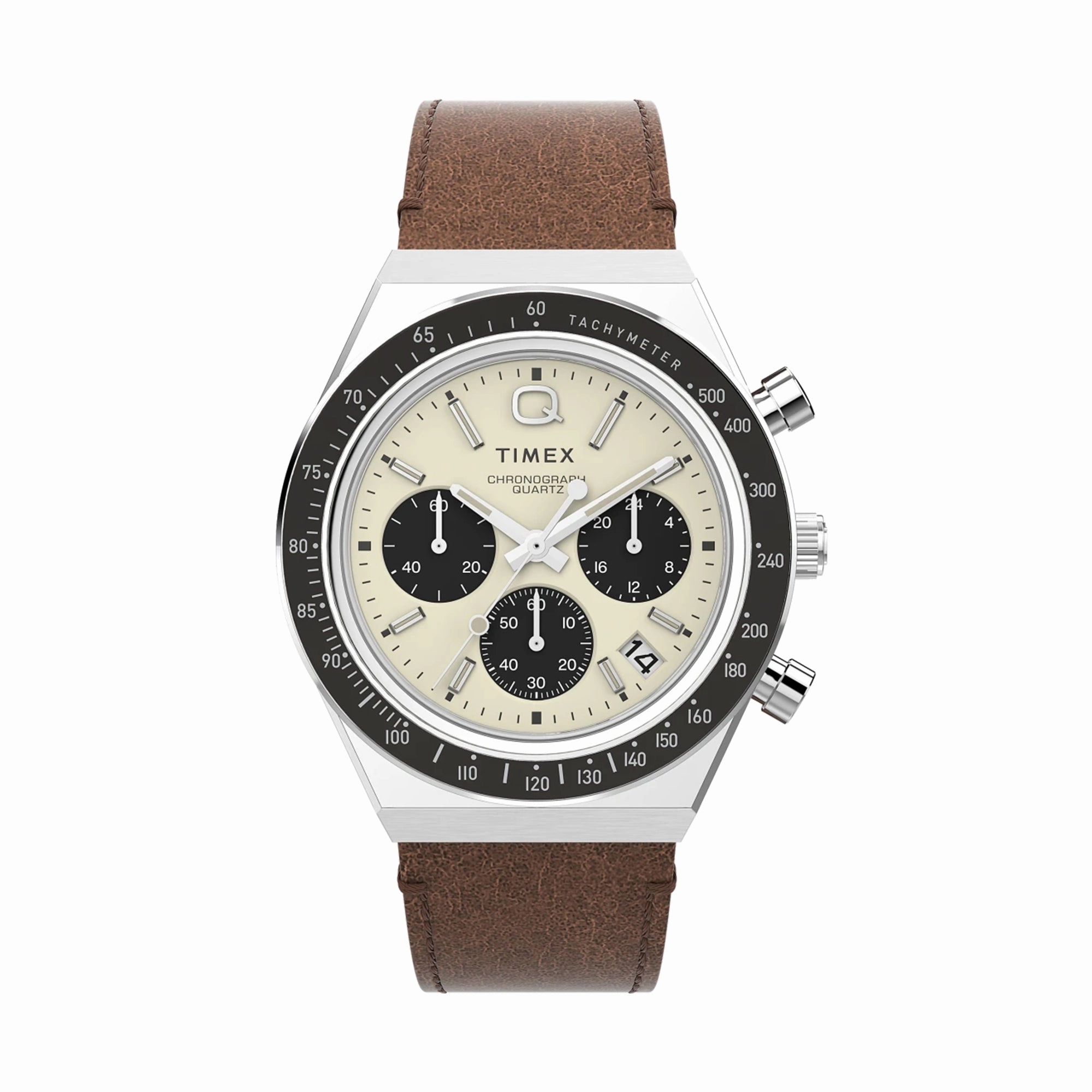 Q Timex Chronograph 40mm Leather Band