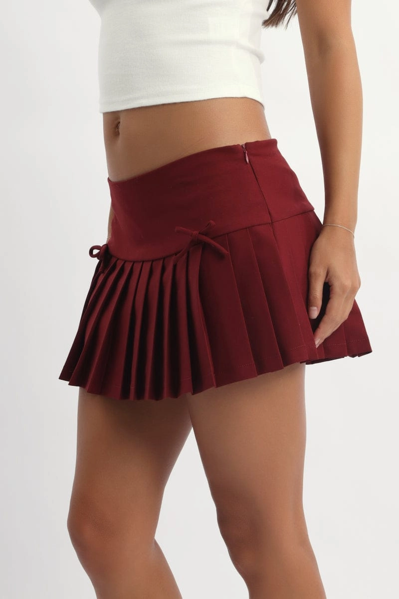 Red Pleated Skort Skirt
