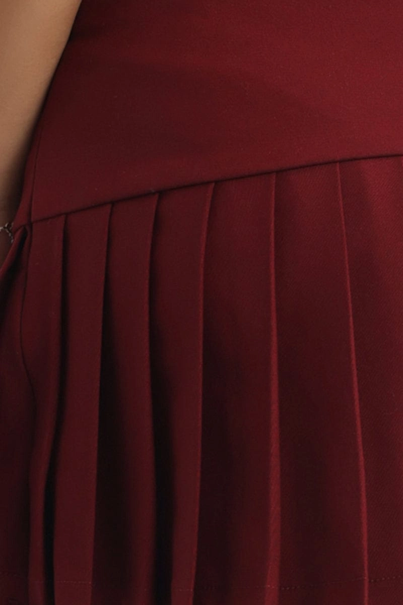 Red Pleated Skort Skirt