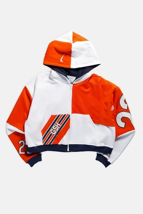 Rework Chicago Bears NFL Crop Zip Hoodie - L