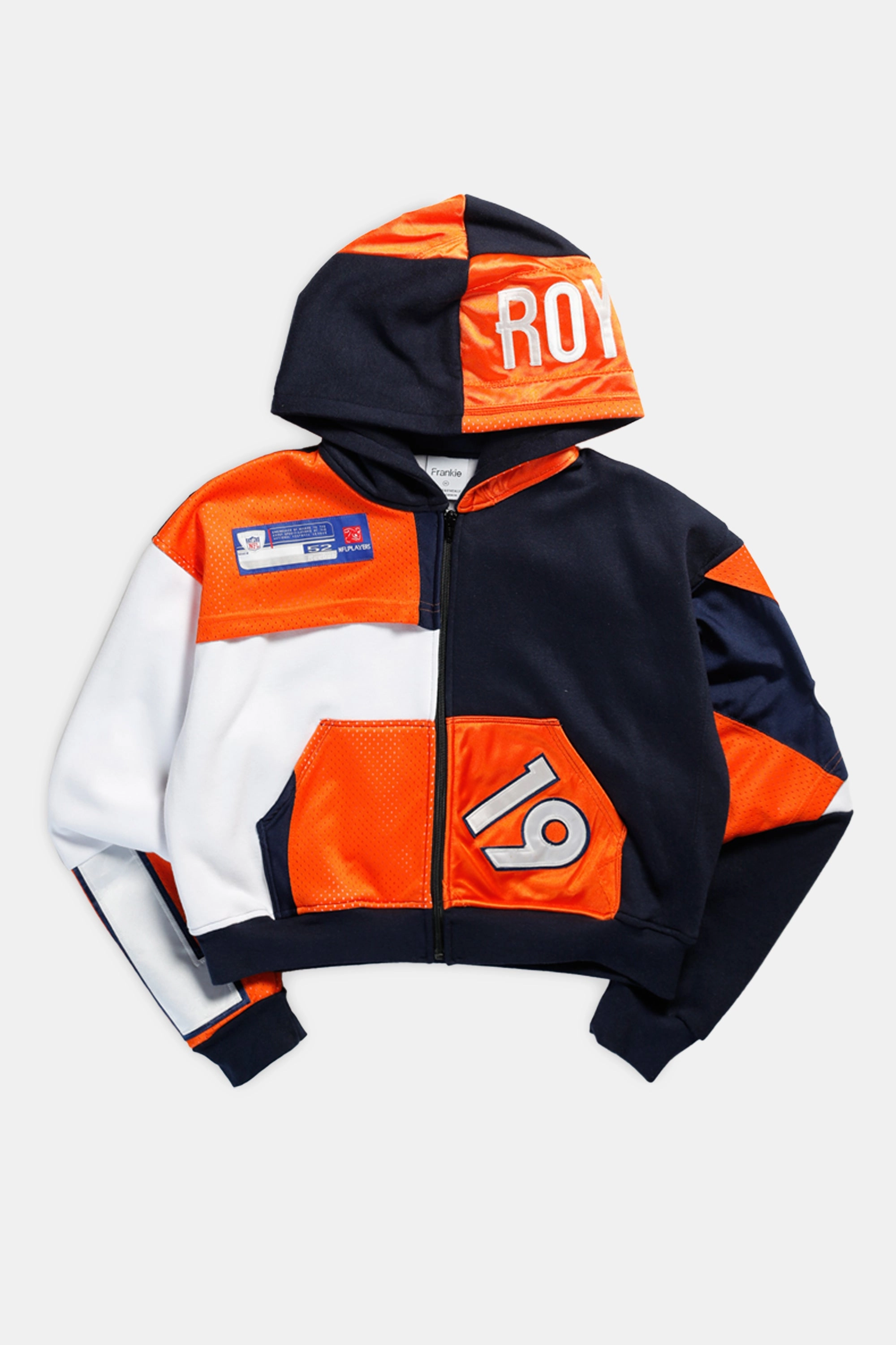 Rework Denver Broncos NFL Crop Zip Hoodie - M