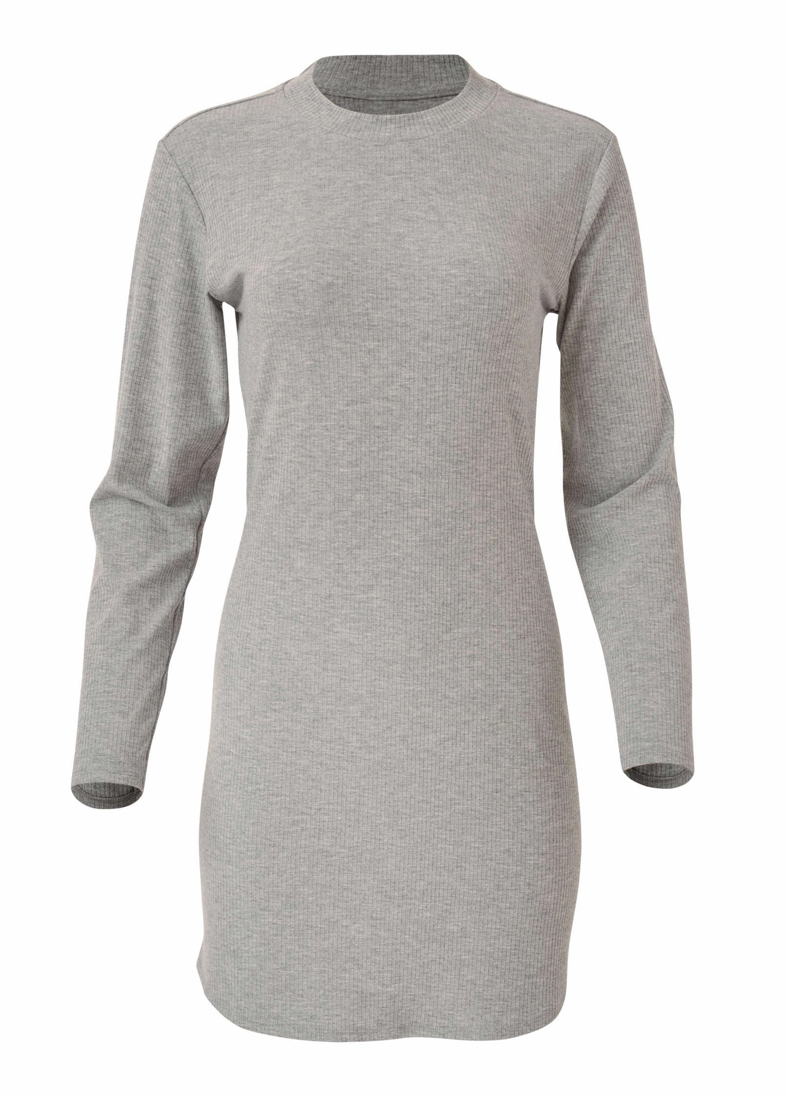 Ribbed T-Shirt Dress - Heather Grey