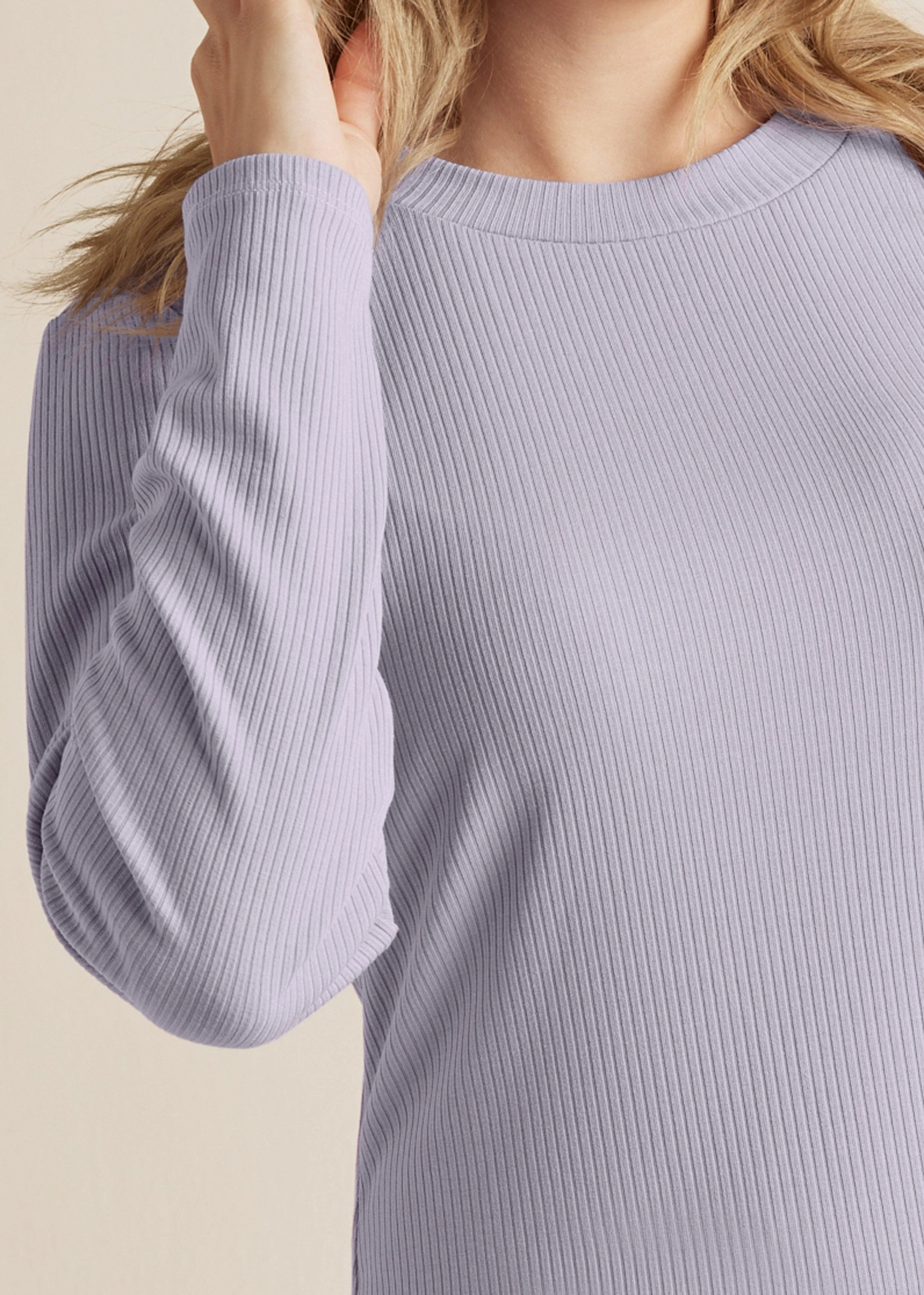 Ribbed T-Shirt Dress - Light Purple