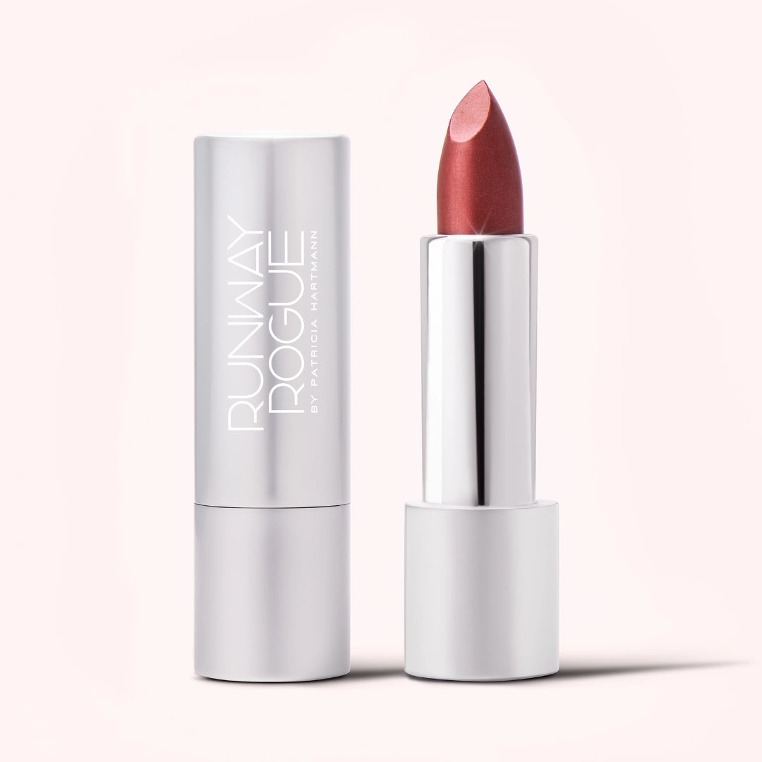 Ritzy Crme | A Warm Earthy Red with Gold Shimmer Lipstick