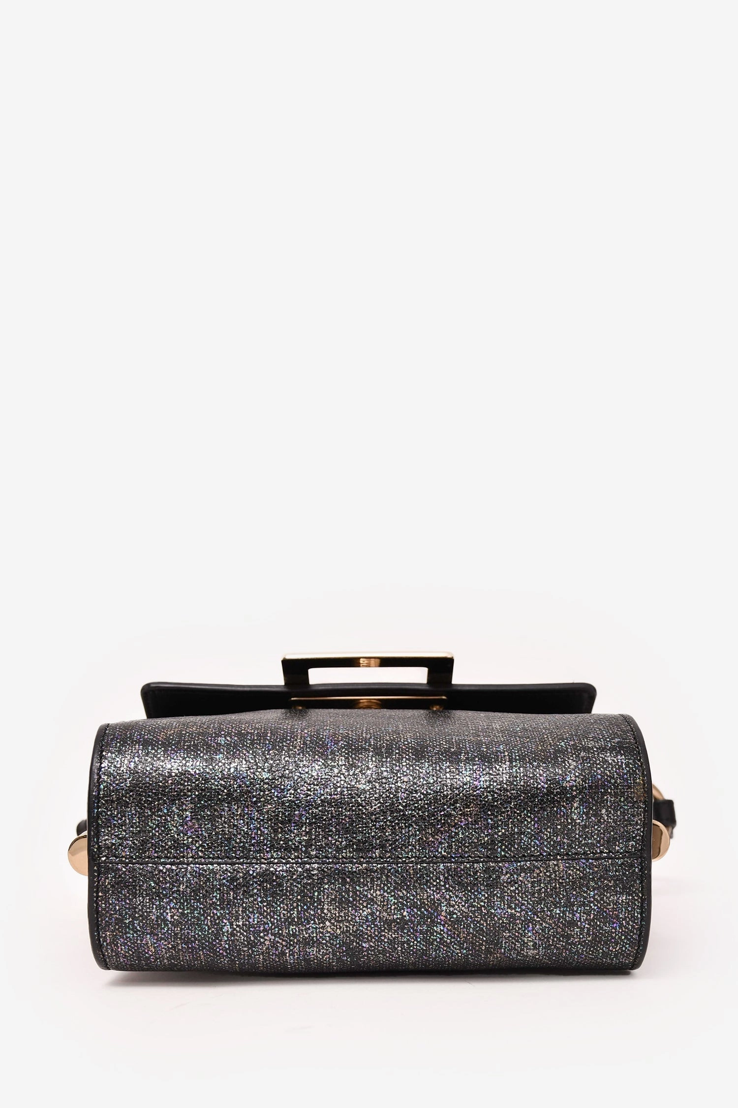 Roger Vivier Grey Metallic Fabric Miss Viv Crossbody Bag