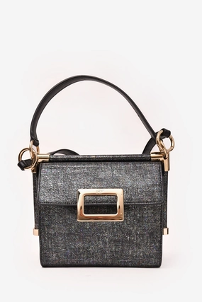 Roger Vivier Grey Metallic Fabric Miss Viv Crossbody Bag