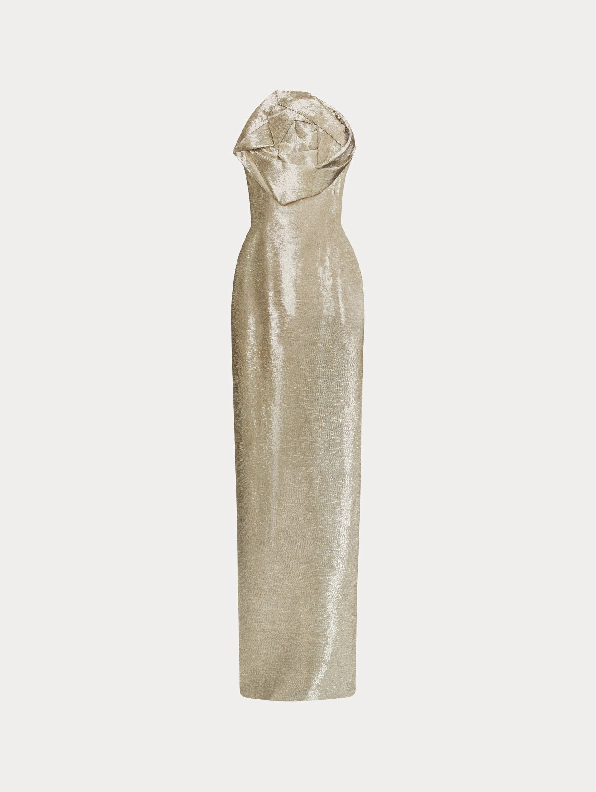 Rosette Bugle Bead Column Gown