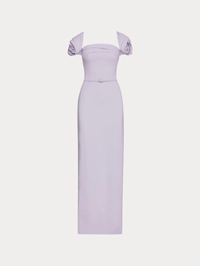 Rosette Sleeve Column Gown