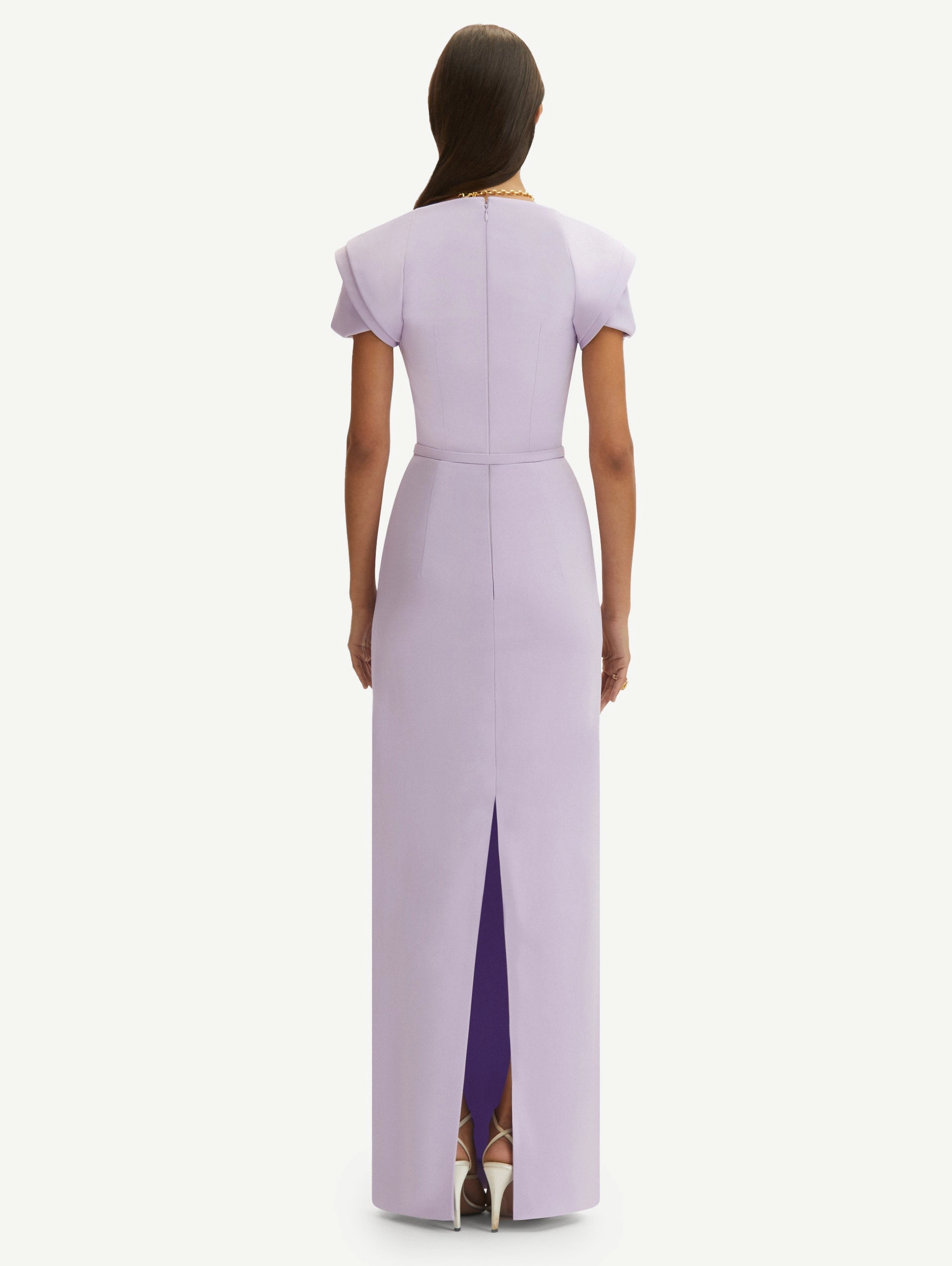 Rosette Sleeve Column Gown