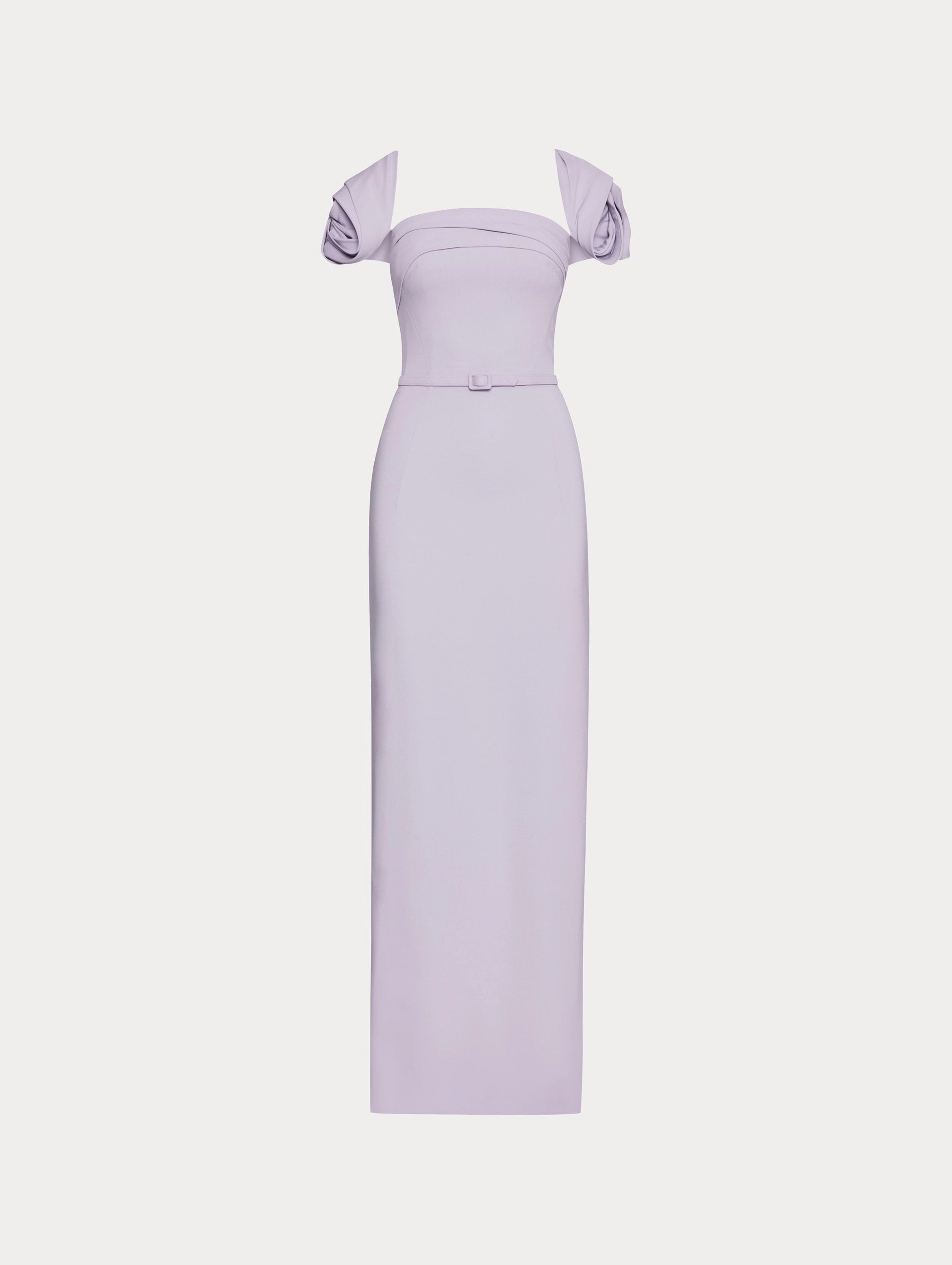 Rosette Sleeve Column Gown