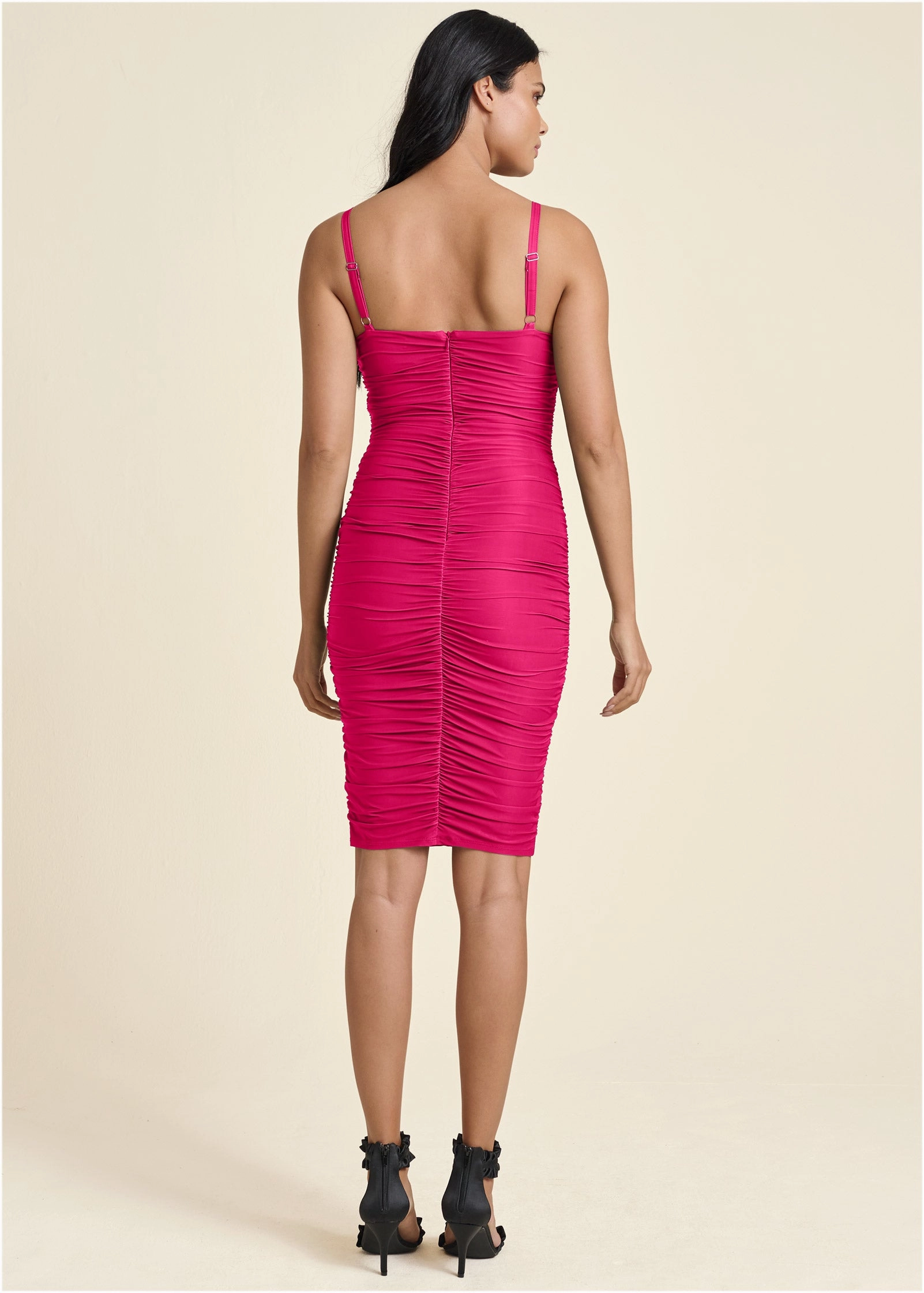 Ruched Mini Dress - Fuchsia
