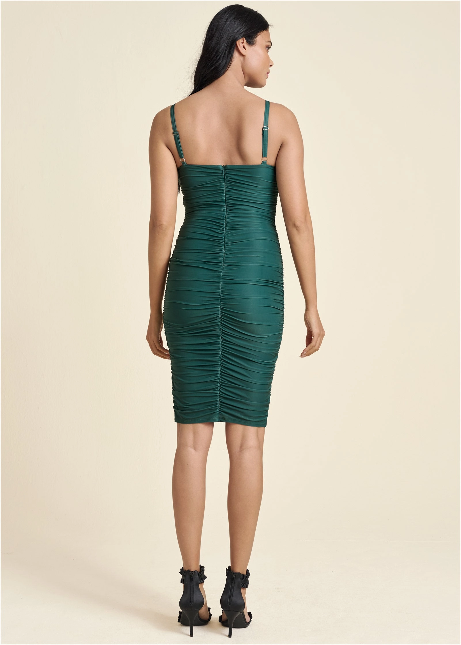 Ruched Mini Dress - Green
