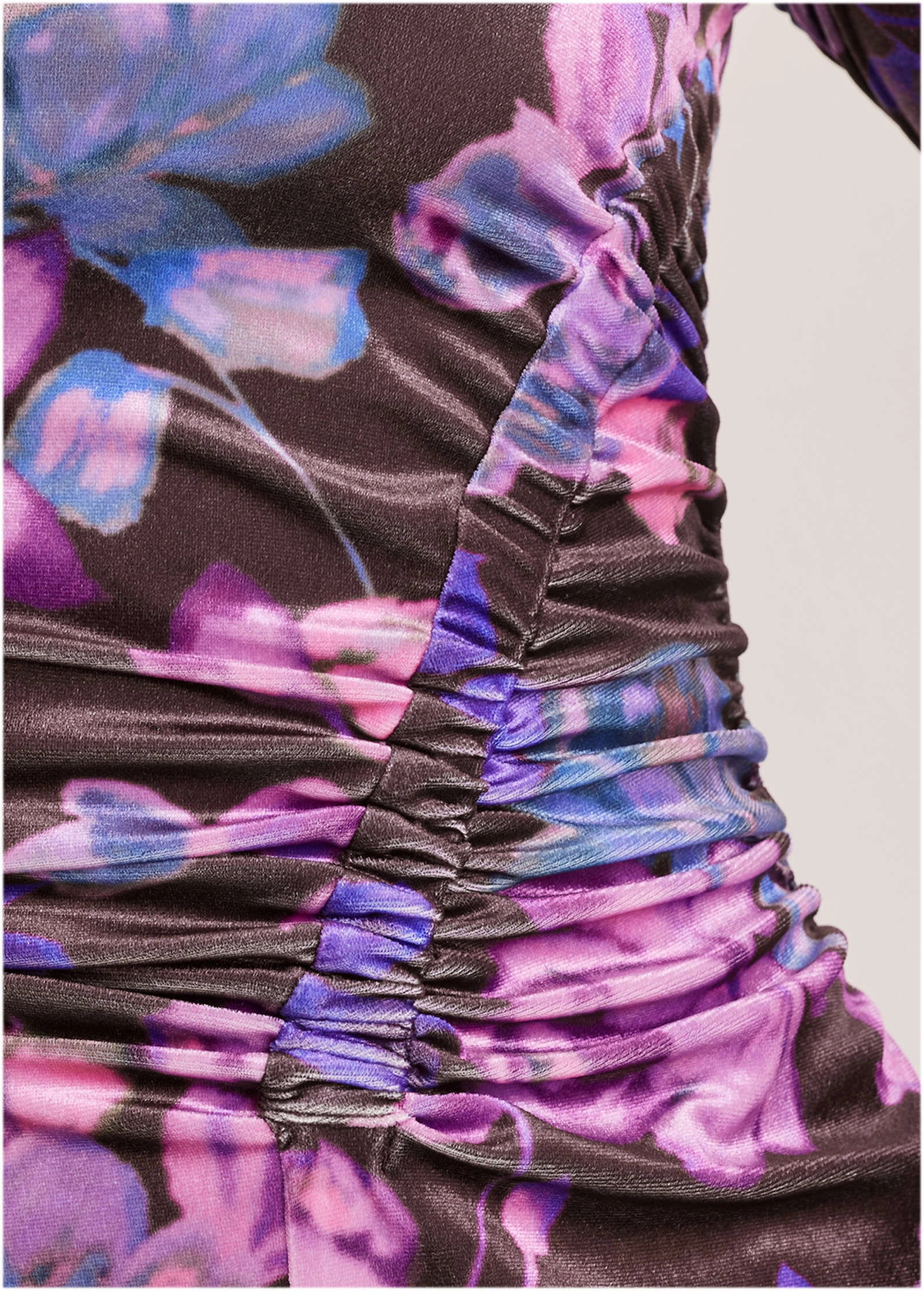 Ruched Velvet Maxi Dress - Electric Bouquet