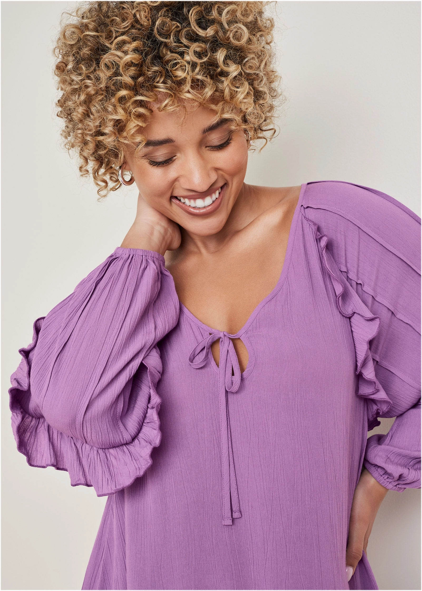 Ruffle Mini Dress - Purple