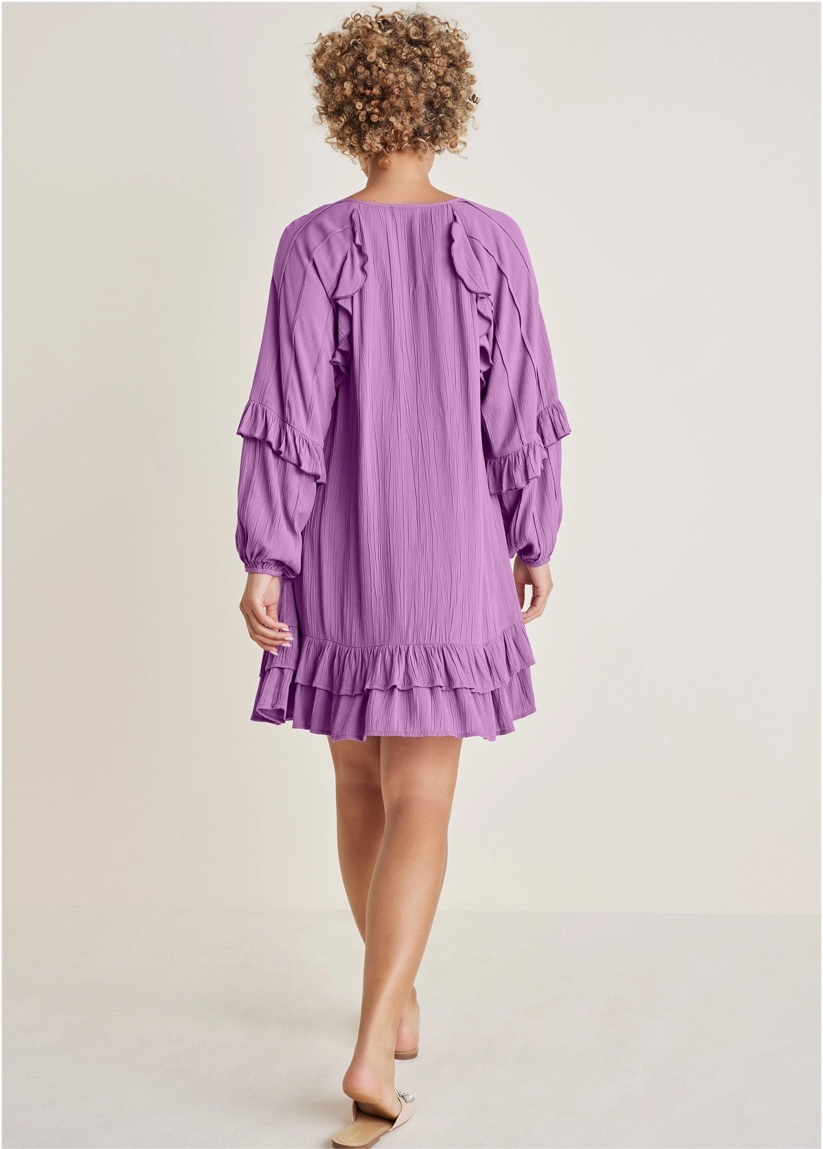 Ruffle Mini Dress - Purple