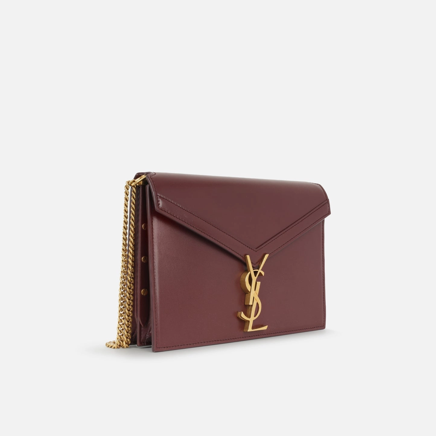 Saint Laurent - Cassandra Medium Chain Bag - Burgundy Smooth Calfskin GHW