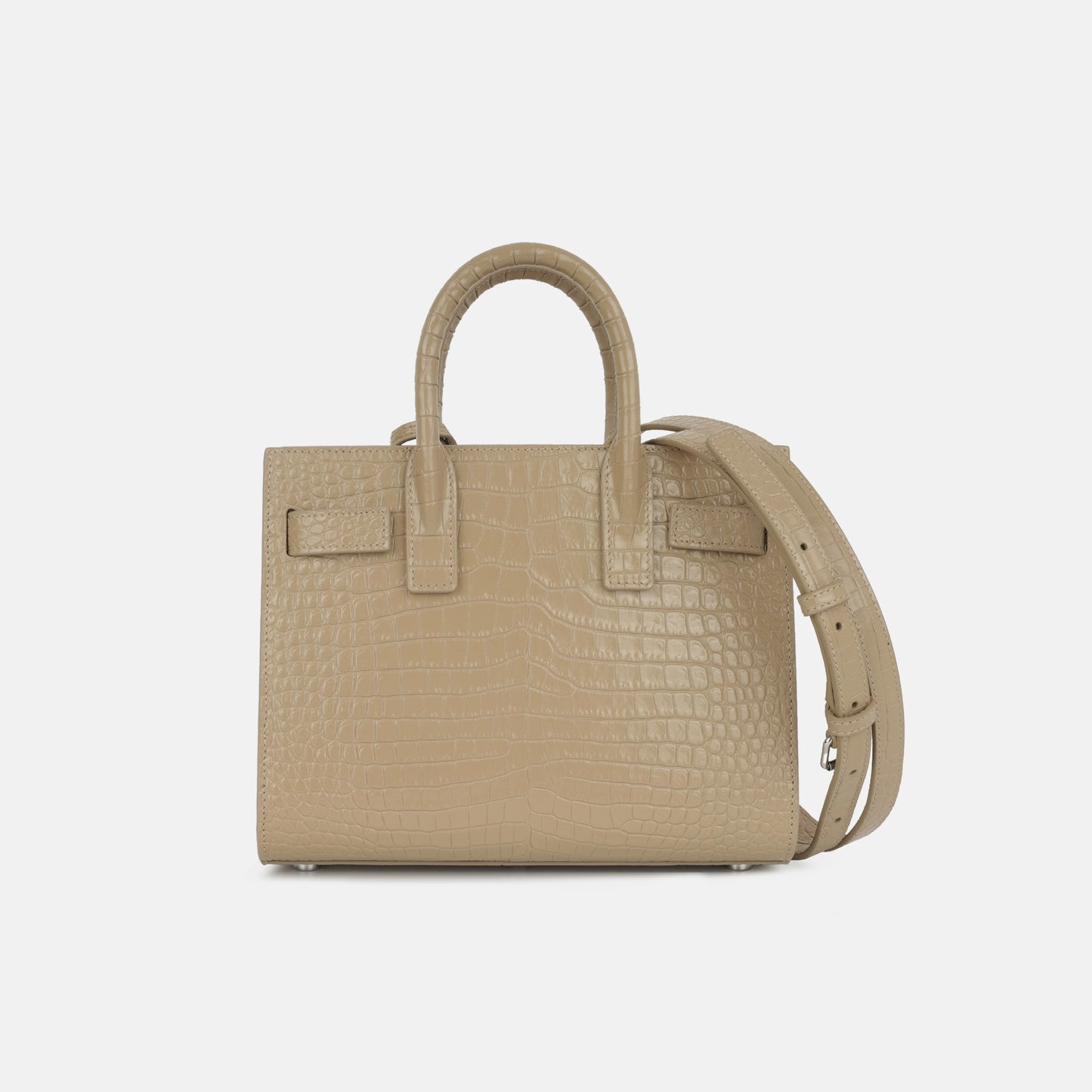 Saint Laurent - Nano Sac De Jour - Beige Croc Embossed SHW - Pre-Loved