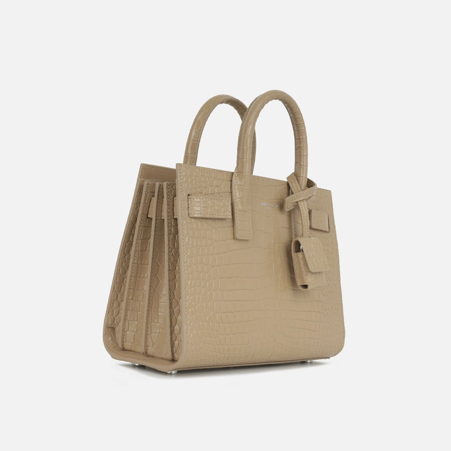 Saint Laurent - Nano Sac De Jour - Beige Croc Embossed SHW - Pre-Loved