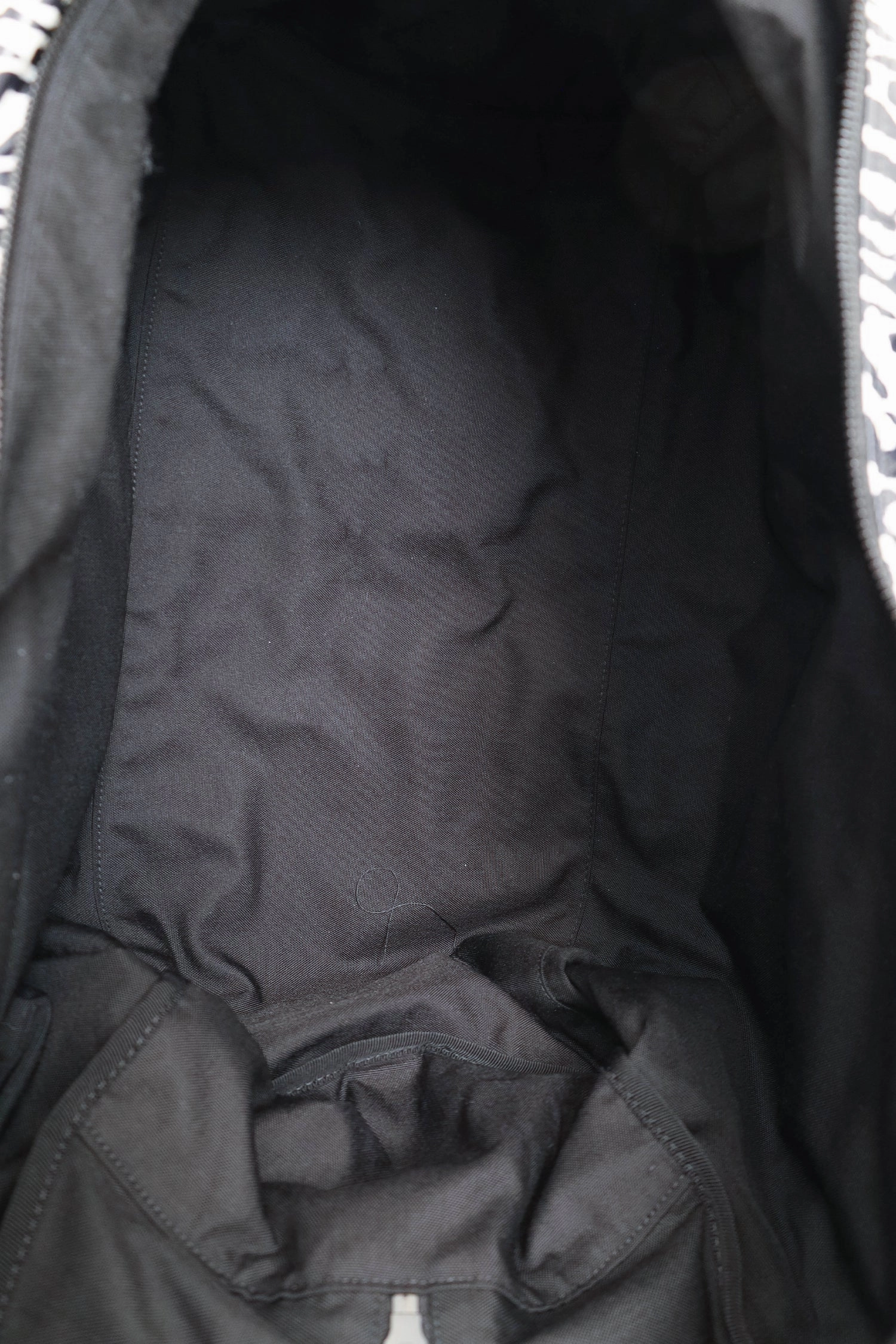 Saint Laurent Black/White Zebra Logo Printed Duffle Bag