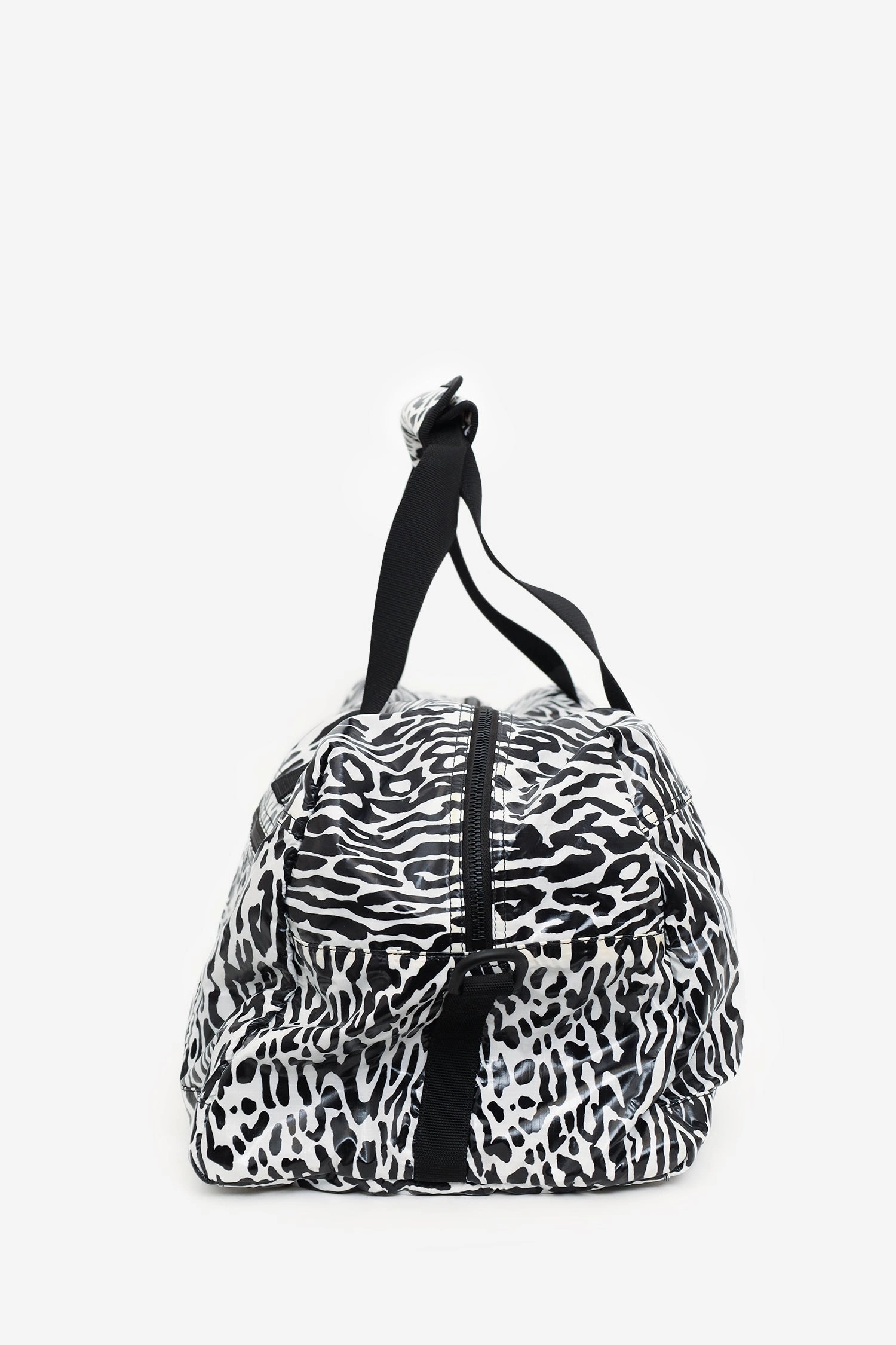 Saint Laurent Black/White Zebra Logo Printed Duffle Bag