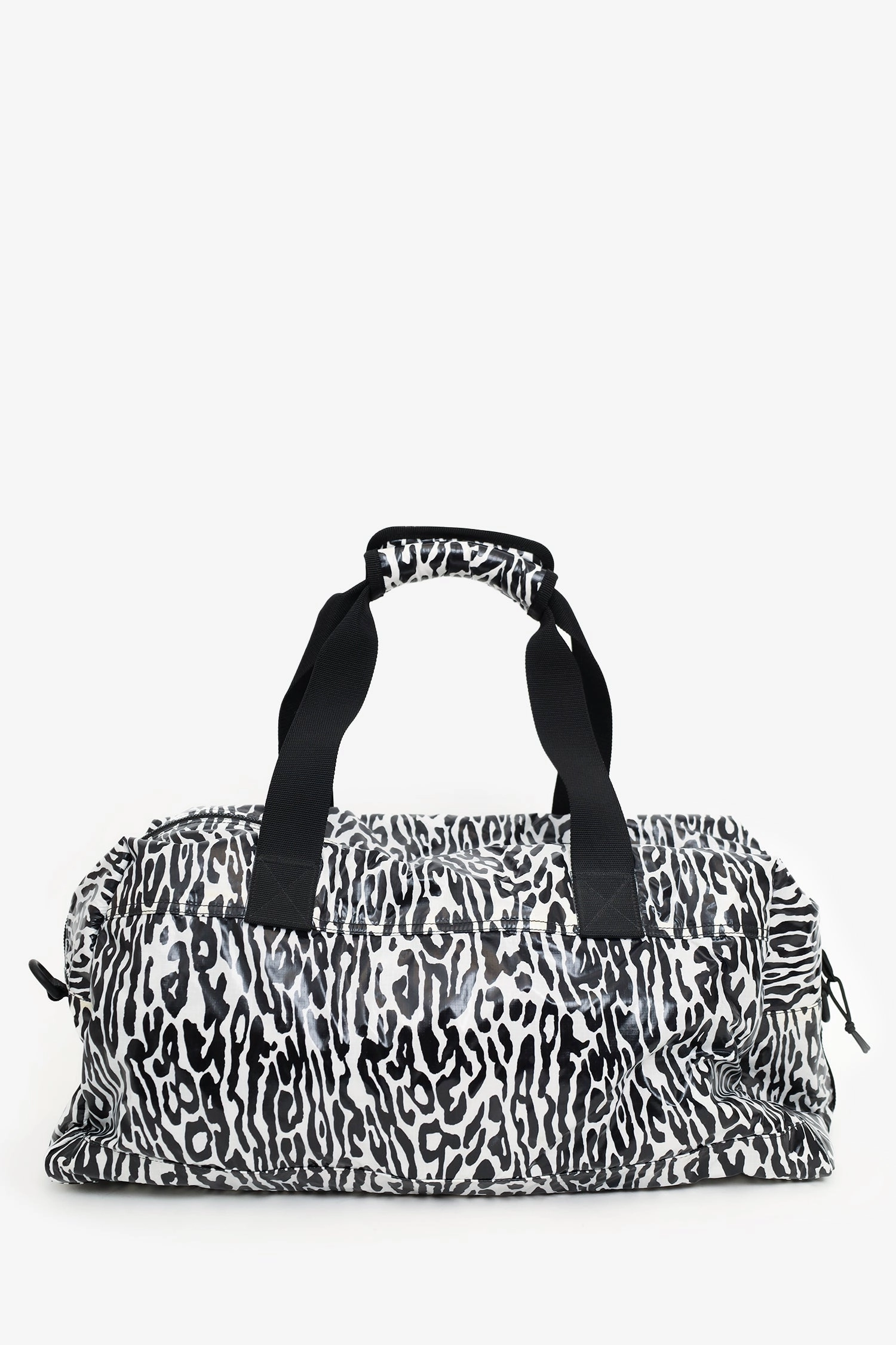Saint Laurent Black/White Zebra Logo Printed Duffle Bag