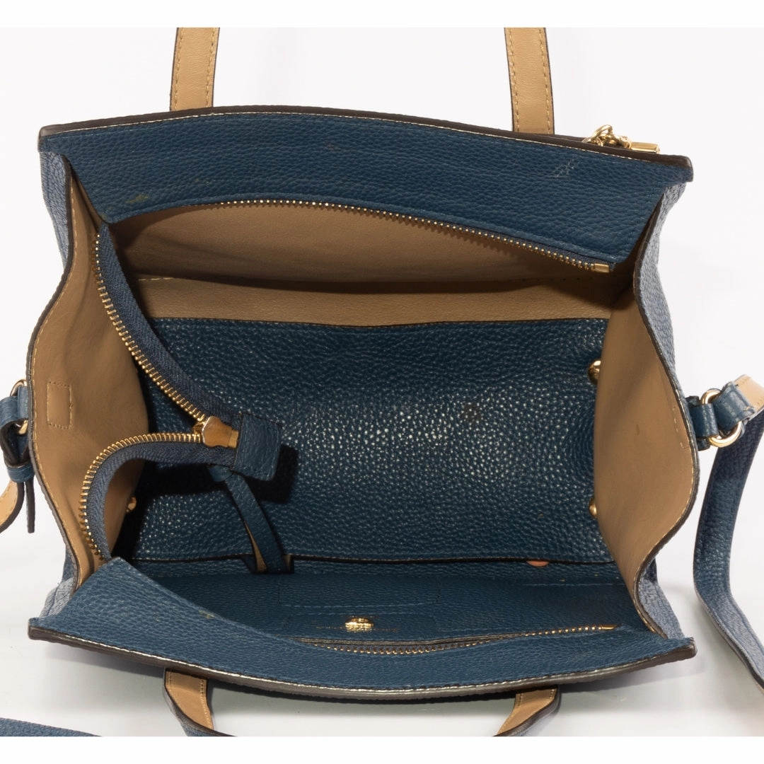 Salvatore Ferragamo Blue Leather Small Amy Satchel
