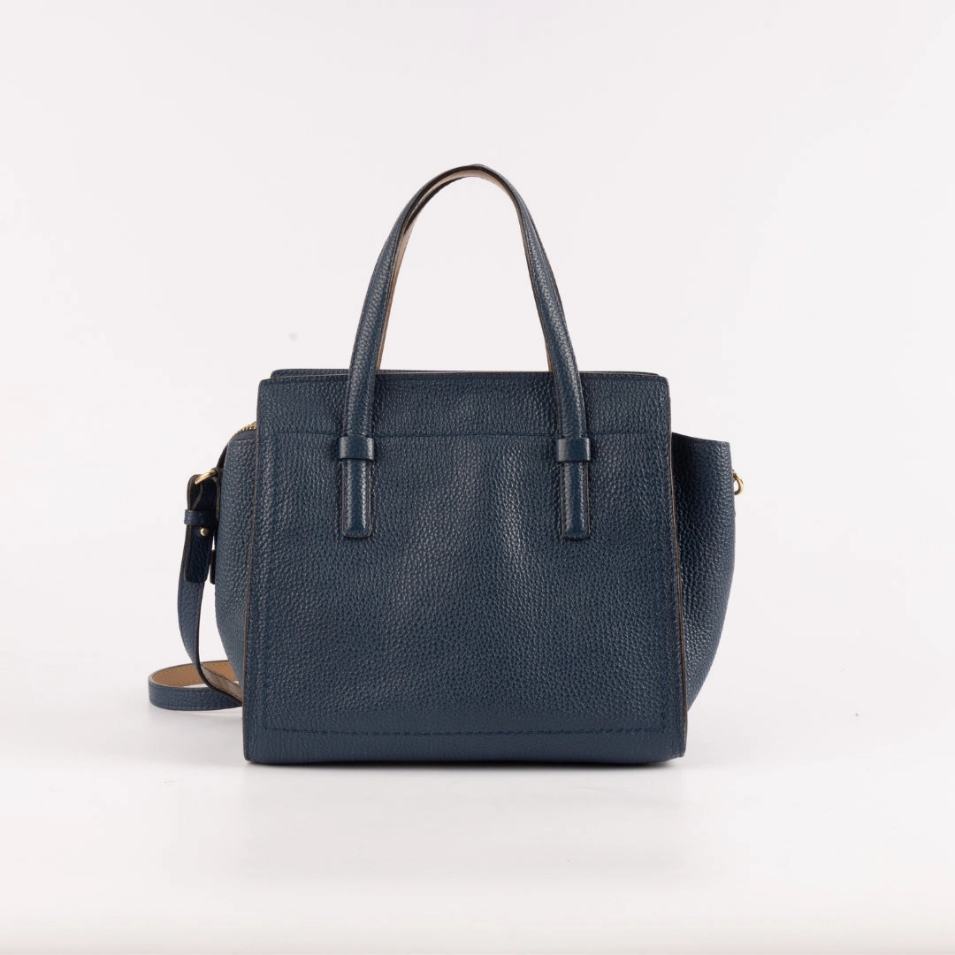 Salvatore Ferragamo Blue Leather Small Amy Satchel