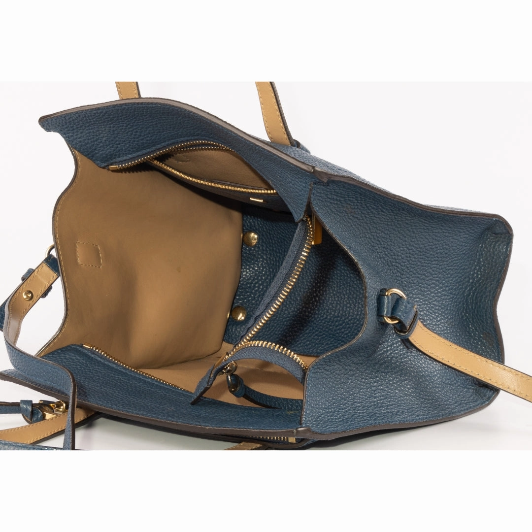 Salvatore Ferragamo Blue Leather Small Amy Satchel