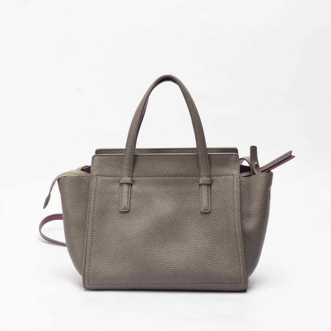 Salvatore Ferragamo Grey Leather Small Amy Satchel