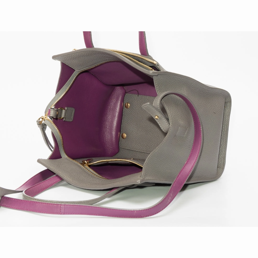 Salvatore Ferragamo Grey Leather Small Amy Satchel