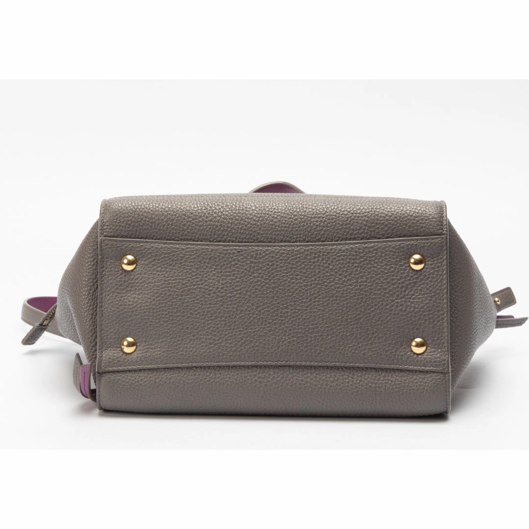 Salvatore Ferragamo Grey Leather Small Amy Satchel