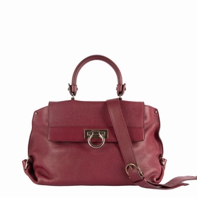 Salvatore Ferragamo Pebbled Calfskin Leather Sofia Satchel