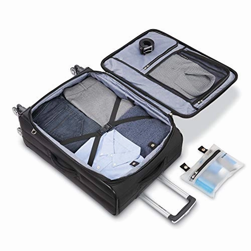 Samsonite Ascella X Softside Expandable Luggage with Spinner Wheels, Black, Checked-Medium 25-Inch