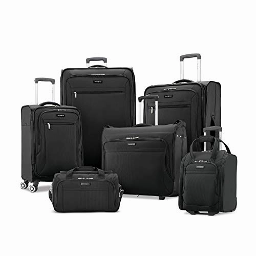 Samsonite Ascella X Softside Expandable Luggage with Spinner Wheels, Black, Checked-Medium 25-Inch