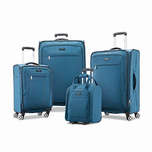 Samsonite Ascella X Softside Expandable Luggage with Spinner Wheels, Teal, Checked-Large 29-Inch