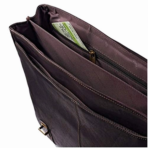 Samsonite Genuine Leather Flapover Buckle Brief Black